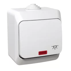   CEDAR PLUS Egypólusú nyomó lámpajellel, jelzőfénnyel, IP44, fehér