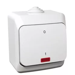   CEDAR PLUS Kétpólusú kapcsoló, jelzőfénnyel, IP44, fehér