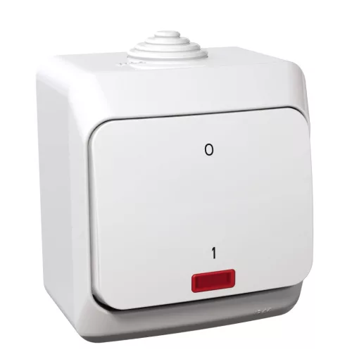 CEDAR PLUS Kétpólusú kapcsoló, jelzőfénnyel, IP44, fehér