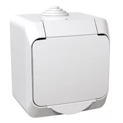   CEDAR PLUS 2P+F csatlakozóaljzat, biztonsági zsaluval, csapófedéllel, IP44, fehér