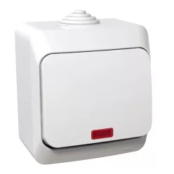 CEDAR PLUS Váltókapcsoló, jelzőfénnyel, IP44, fehér