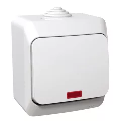 CEDAR PLUS Keresztkapcsoló, jelzőfénnyel, IP44, fehér