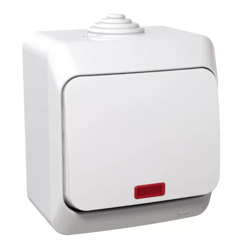 CEDAR PLUS Keresztkapcsoló, jelzőfénnyel, IP44, fehér