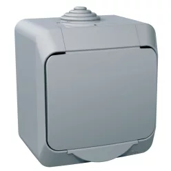   CEDAR PLUS 2P+F csatlakozóaljzat, biztonsági zsaluval, csapófedéllel, IP44, szürke