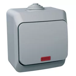 CEDAR PLUS Váltókapcsoló, jelzőfénnyel, IP44, szürke