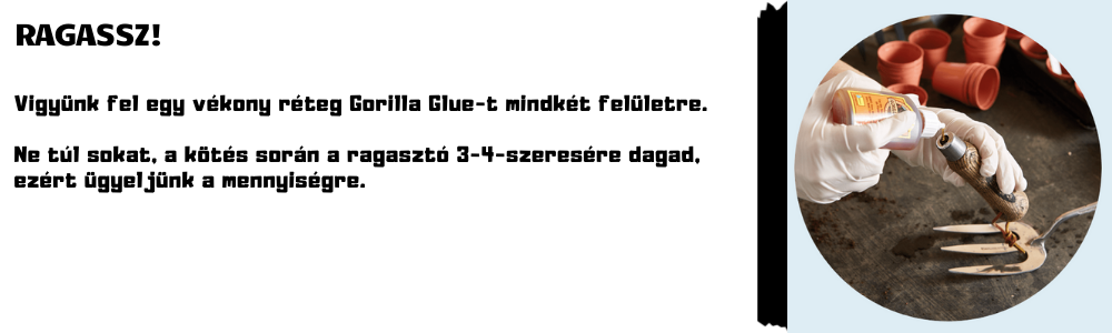 Gorilla Glue poliuretán ragasztó 500ml felvitele a felületre
